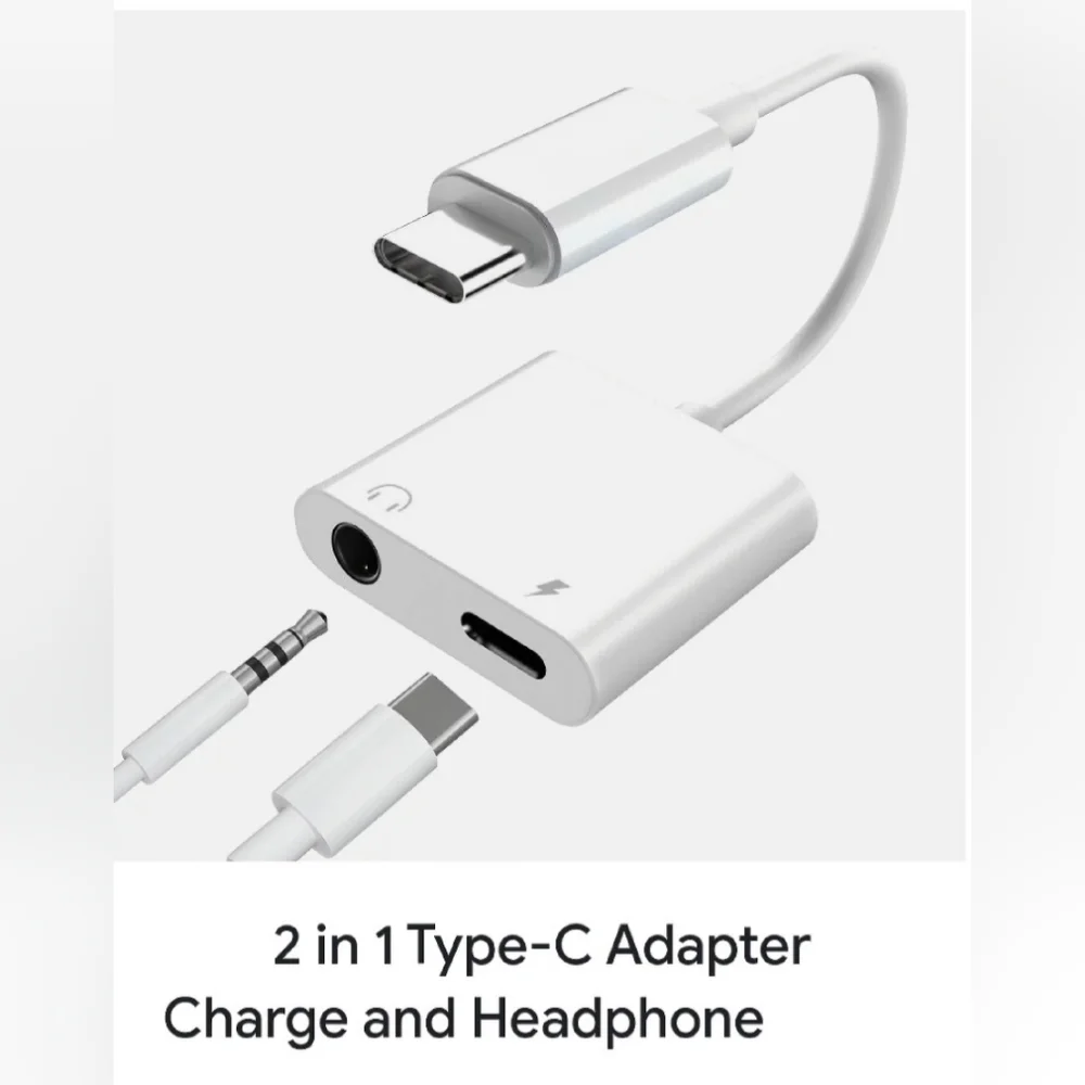 NWT White Charging Port Adapter TYPE-C to AUXILLARY!